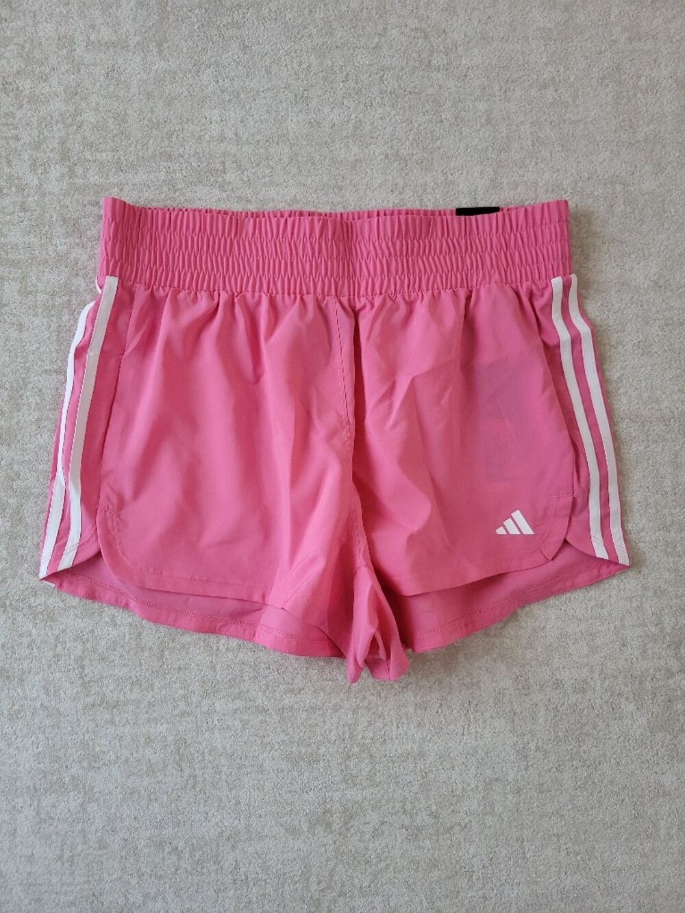 Adidas Pacer Short Large Womens Pink High Rise 3in Inseam Woven 3 Stripes NWT